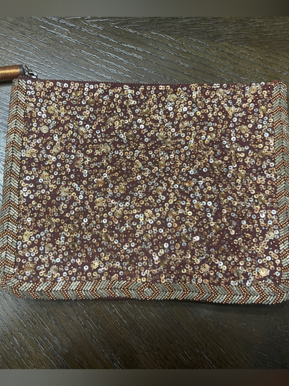 Mossimo Sequin Zip Pouch with Tassel - Copper & Rose Gold